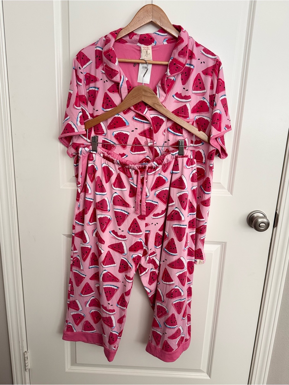 Munki Munki Pink Watermelon-Print Pajama Set